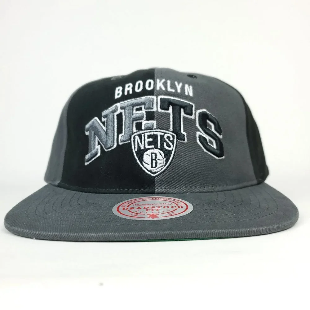 Brooklyn‎ Nets Mitchell & Ness NBA Deadstock Snapback Hat 3D Logo Gray Black Cap